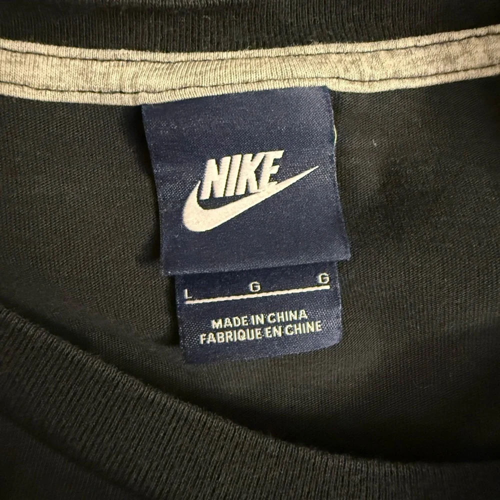 Nike Black Cropped Tee with White Logo Women's Size Large 100% Cotton Activewear